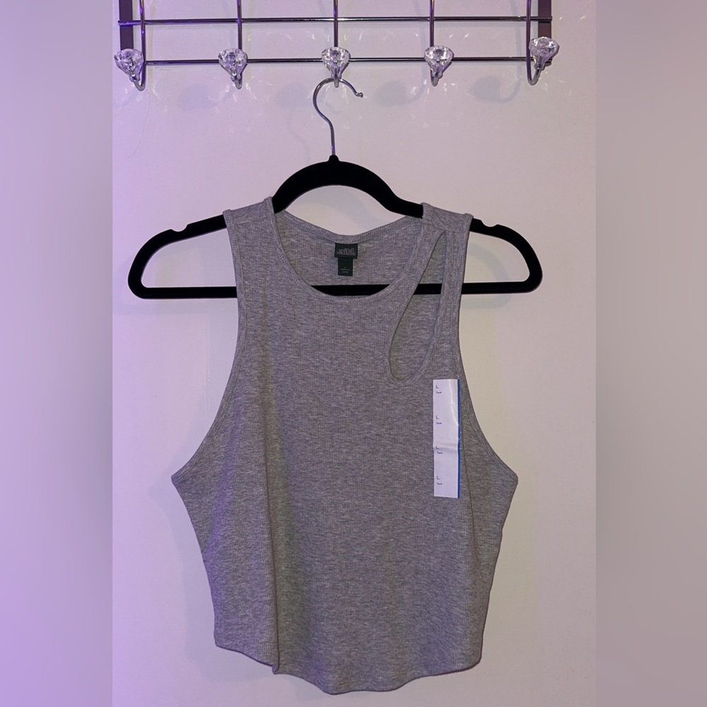 NWT~ Grey Tank with Shoulder Cut out